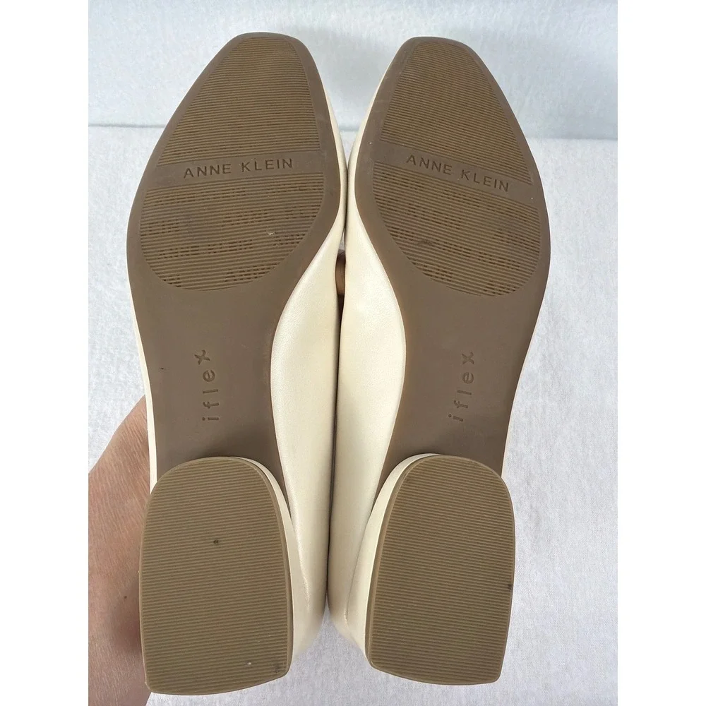 Anne Klein Arcora Cream Leather Horsebit iFlex Flats Loafer Classic Comfort
